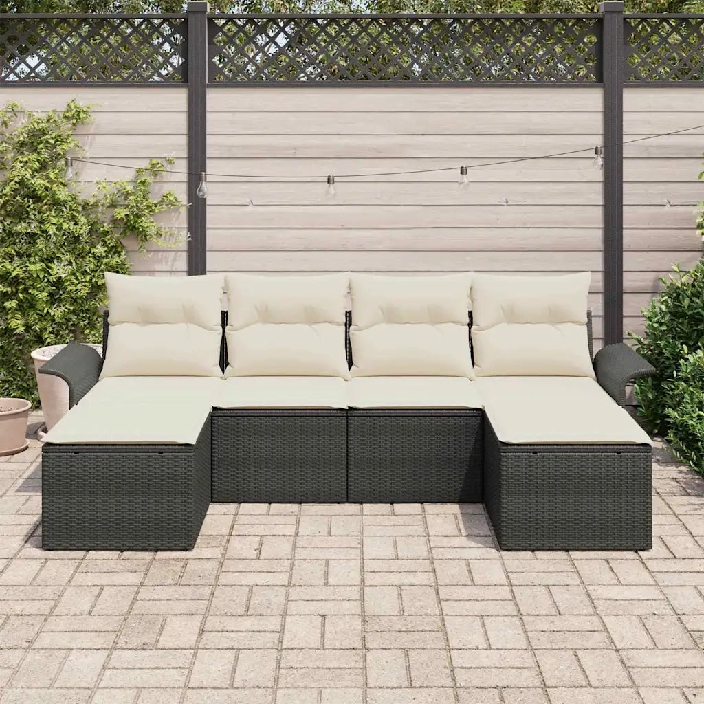 Set Divano da Giardino con archiviazione 6 pcs Nero polyrattan 3354136