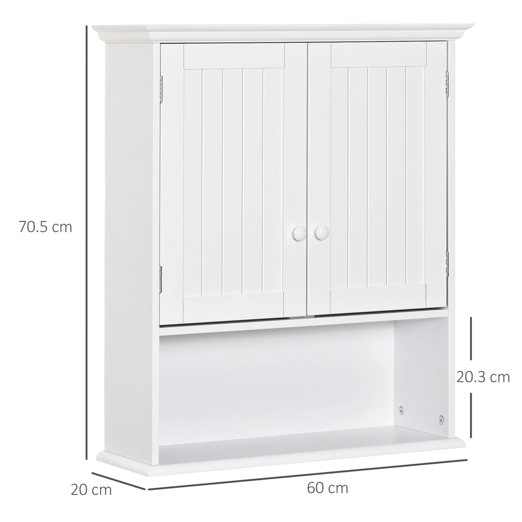 Mobile Bagno Sospeso con Armadietto 2 Ante e Ripiano Aperto ¨C Zephmum ¨C Bianco 60x30x