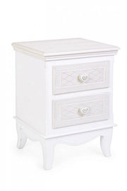 Cassettiera 2 Cassetti Legno Bianco Shabby da Interno - CAROLINE