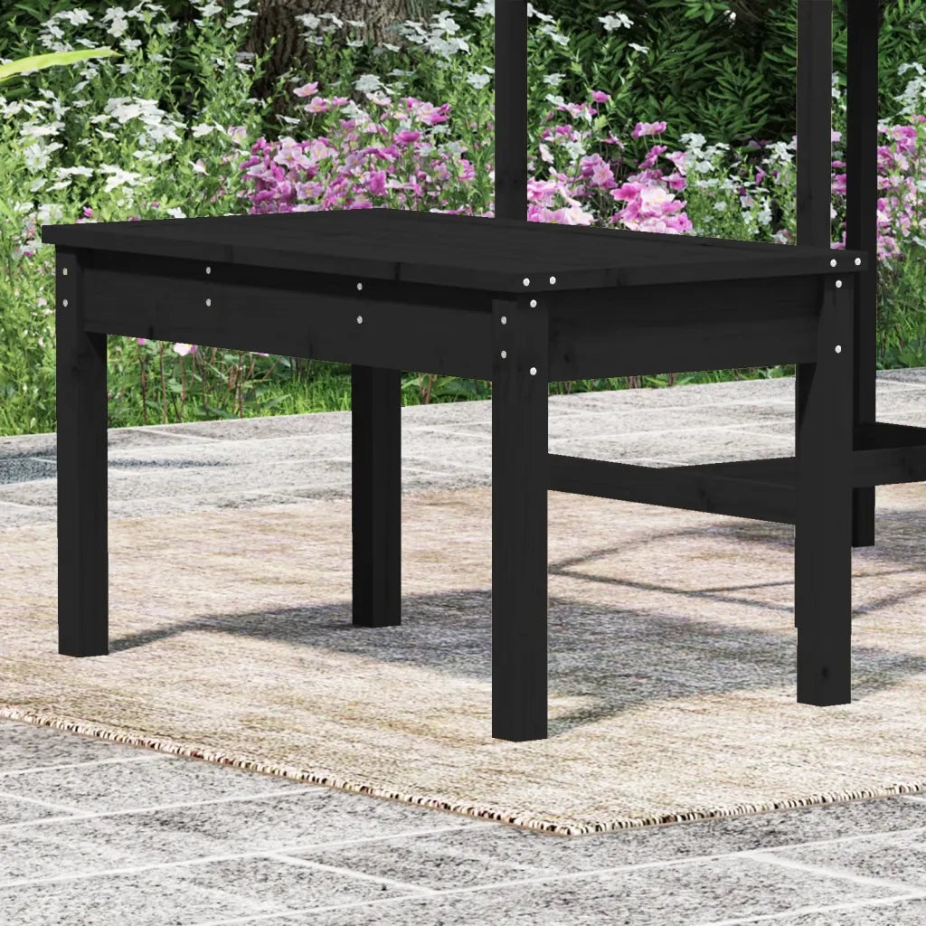 Panca da Giardino Nera 80x44x45 cm Legno Massello di Pino 824001