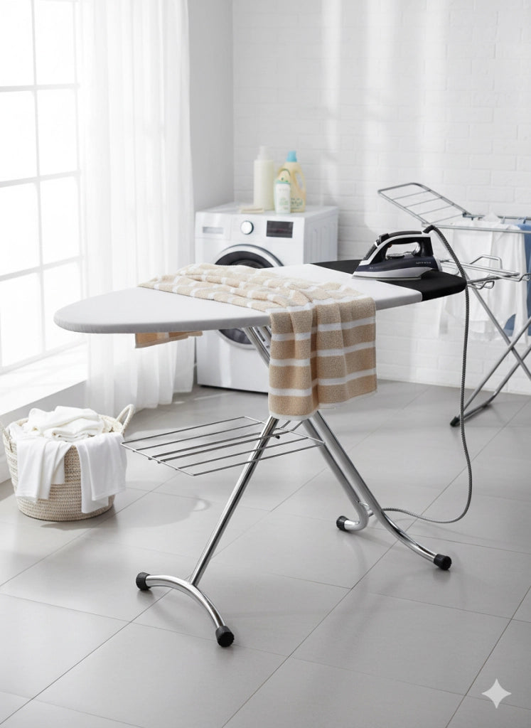 Asse da Stiro Elegant Profi 125x46cm Salvaspazio Area Ignifuga con Copriasse Gambe Triple In Acciaio
