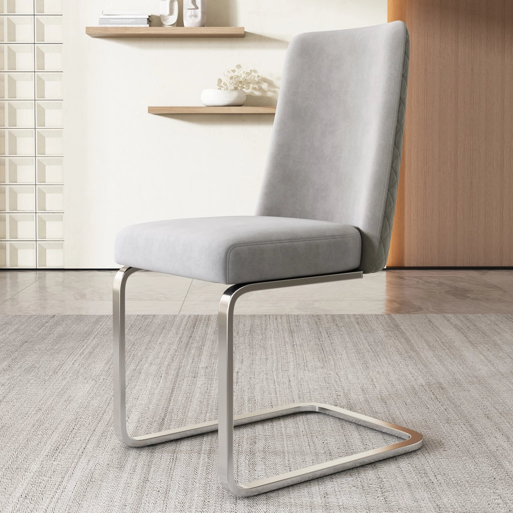 SEDIA DA PRANZO IN VELLUTO SET DA 4 PEZZI GRIGIO E ARGENTO