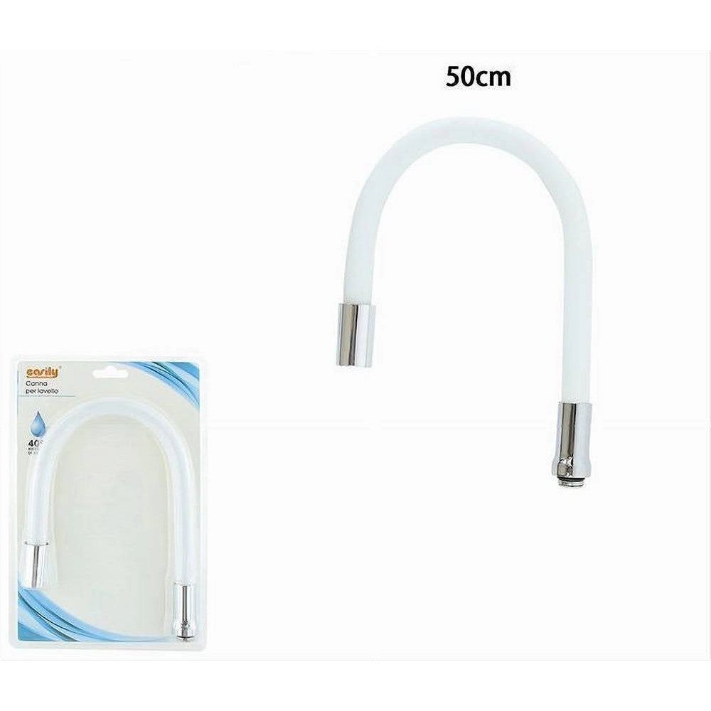 Trade Shop - Canna Ricambio Tubo Flessibile Per Rubinetto Lavello Da Cucina Bianco 50cm 87505 -