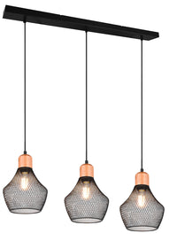 Lampada a Sospensione da Interno Attacco E27 in Metallo Nero Opaco