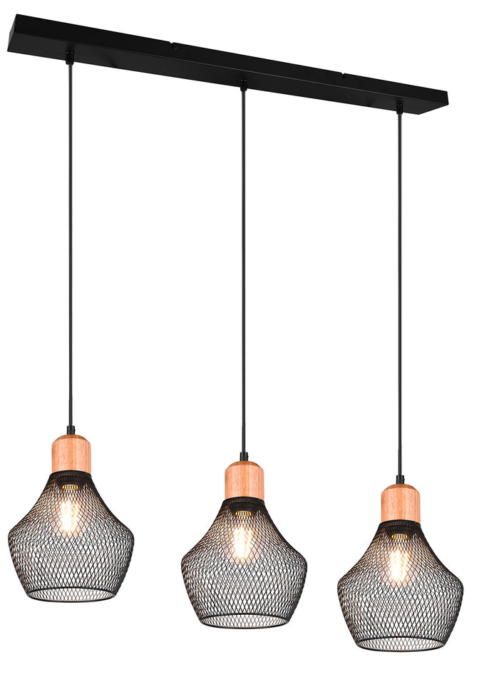 Lampada a Sospensione da Interno Attacco E27 in Metallo Nero Opaco