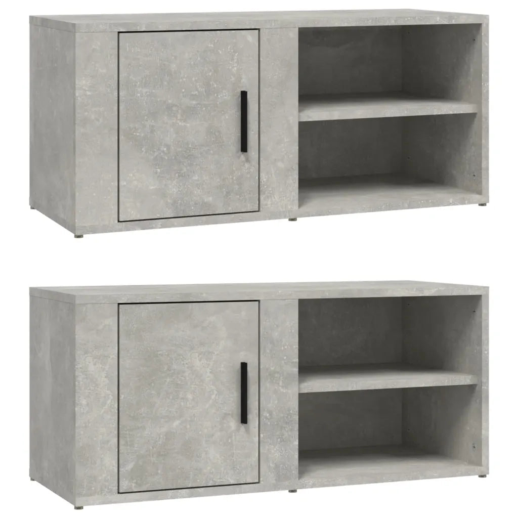 Mobili TV 2 pz-Set di 2 Credenza per TV Grigio Cemento 80x31,5x36 cm Legno Multistrato