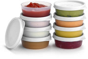Contenitori per condimenti con coperchio, 8 pezzi, 65 ml contenitori per salse per piccoli contenitori con coperchio, impermeabili, riciclabili, in plastica, BPA-free per contenitori di picnic e scatole di pranzo