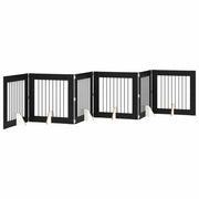 Cancello per cani con supporti 6 pz Rovere Nero 80 x 80 cm CFW3445528