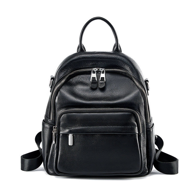 Zaino da viaggio da donna in vera pelle, grande capacit¨¤, colore nero.