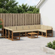 Set di divani da esterno 11 pz Naturale e Beige 3382249