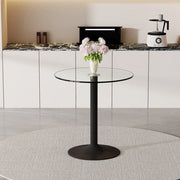 Tavolo bar rotondo in vetro trasparente e metallo nero Ø 89 cm