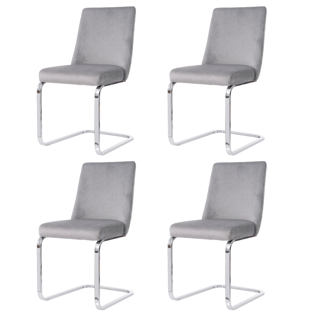 SEDIA DA PRANZO IN VELLUTO SET DA 4 PEZZI GRIGIO E ARGENTO