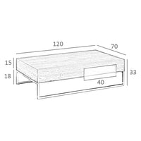 Tavolino rettangolare in noce e acciaio cromato