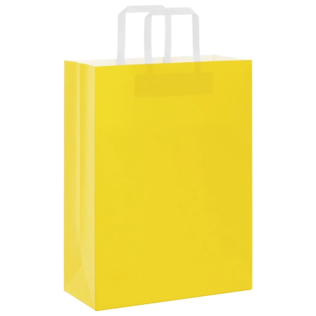 vidaXL Sacchetti di Carta 250 pz con Manici Gialli 26x12x35 cm