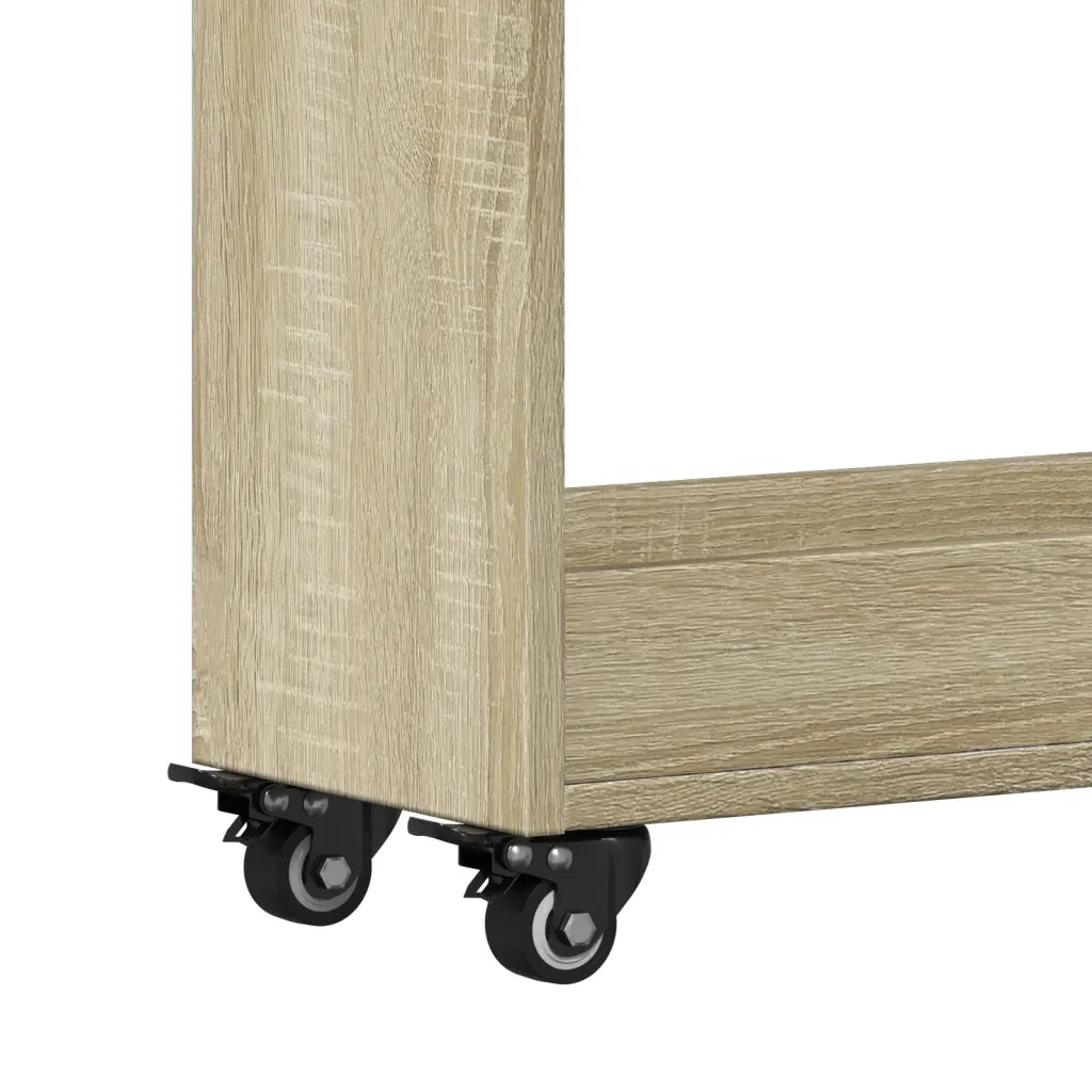 Mobile contenitore mobile con ruote 60 x 22 x 79 cm pratico per bevande e riviste realizzato in legno composito di rovere Sonoma 02_0049400