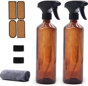 Pacco di 2 bicchieri in vetro marrone per spray - Flessi vuoti con beccuccio regolabile - Per pulizia e giardinaggio