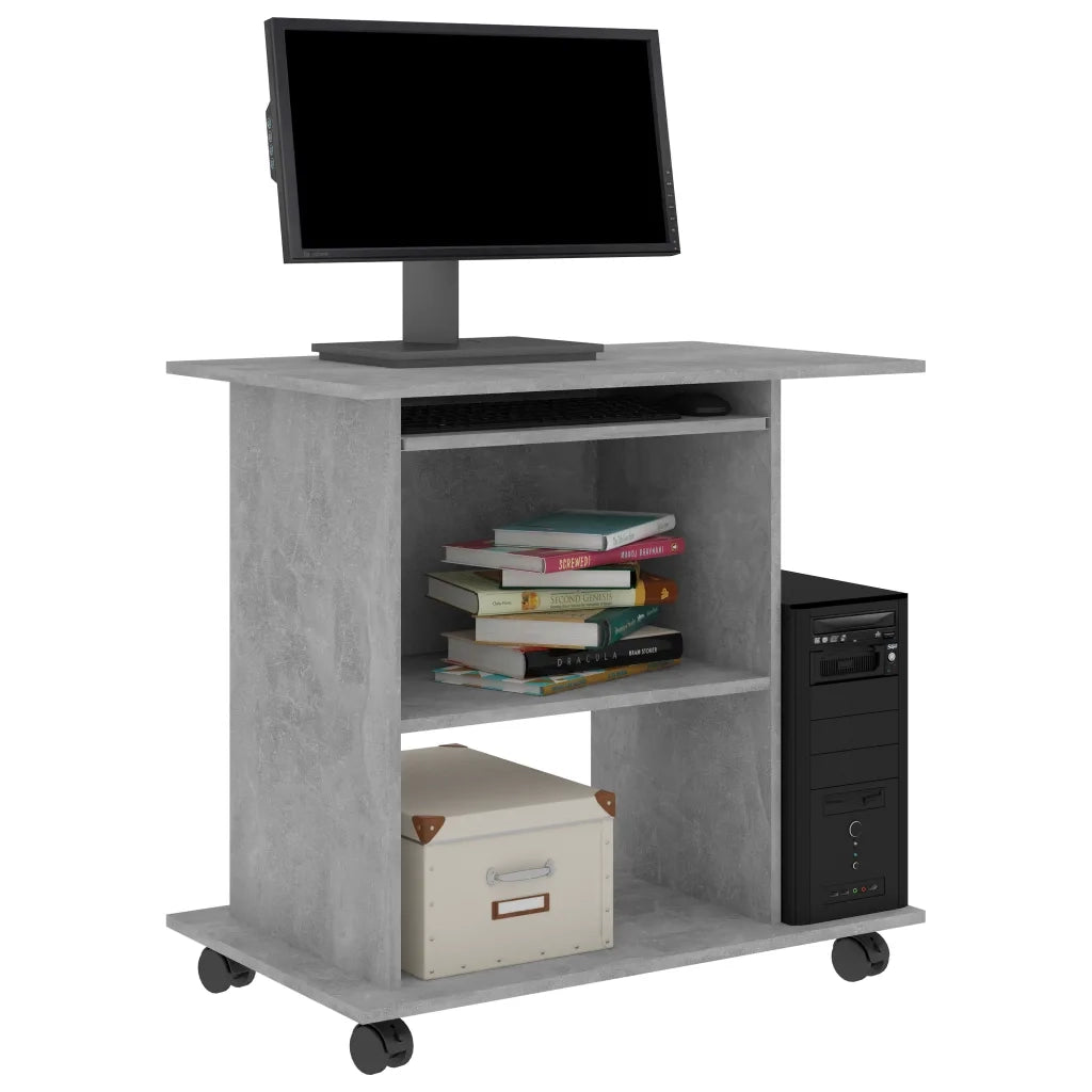 Scrivania | Tavolo da Ufficio Computer Grigio Cemento 80x50x75 cm Legno Multistrato