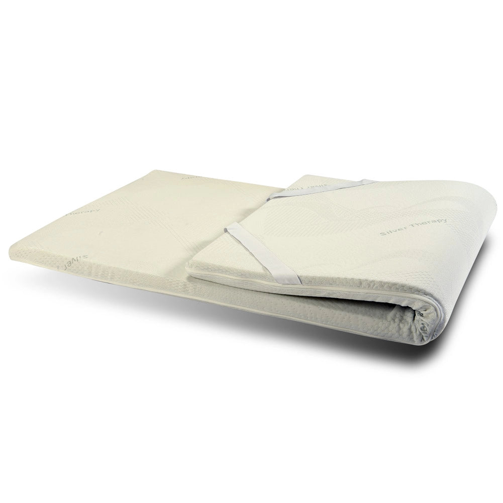 Topper rigido, correttore ORTOPEDICO BIOGREEN H6, DISPOSITIVO MEDICO DETRAIBILE, tessuto anallergico sfoderabile, 4 lati in ARGENTO - ORTOPEDIC piazza e mezza 120x200