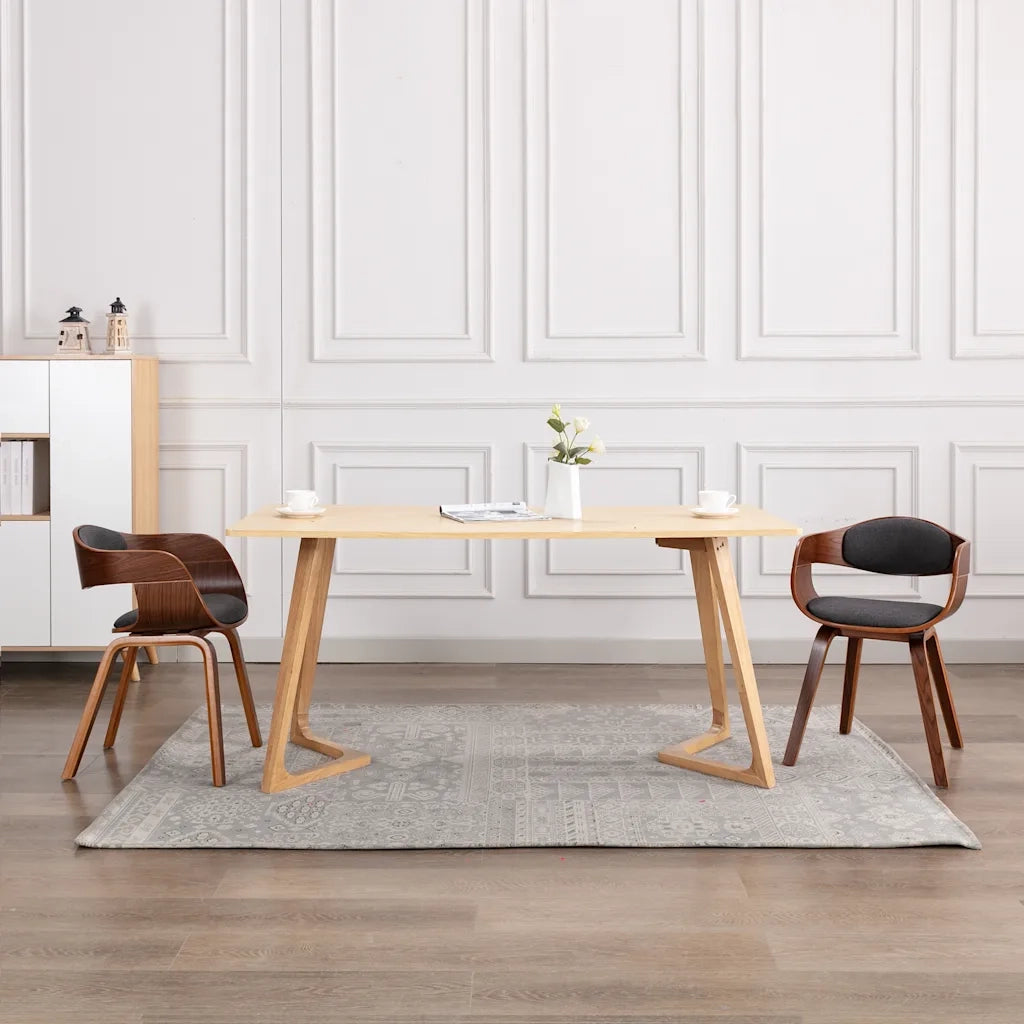 Sedie da Pranzo 2 pz | Sedie da cucina Grigie in Legno Piegato e Tessuto Grigio