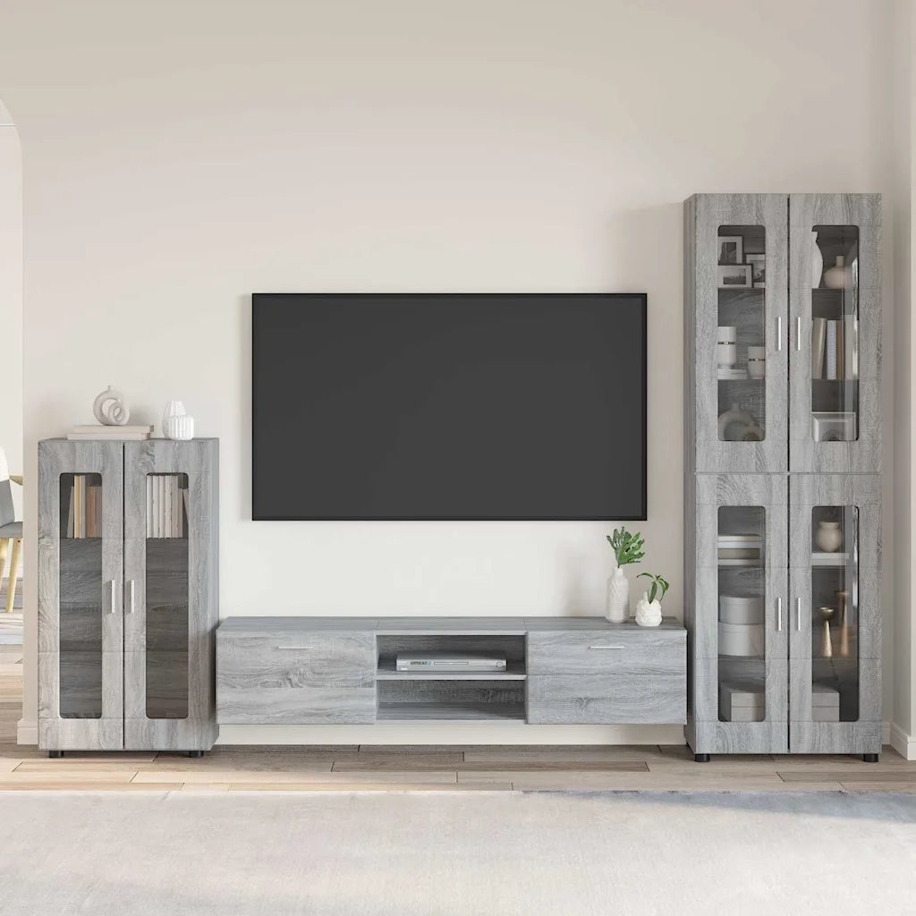 Set mobile TV con porta FLORIN Grigio Sonoma Legno multistrato