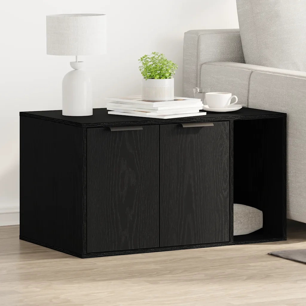 Lettiera per gatti in rovere nero 80x50x45 cm in legno ingegnerizzato 865987