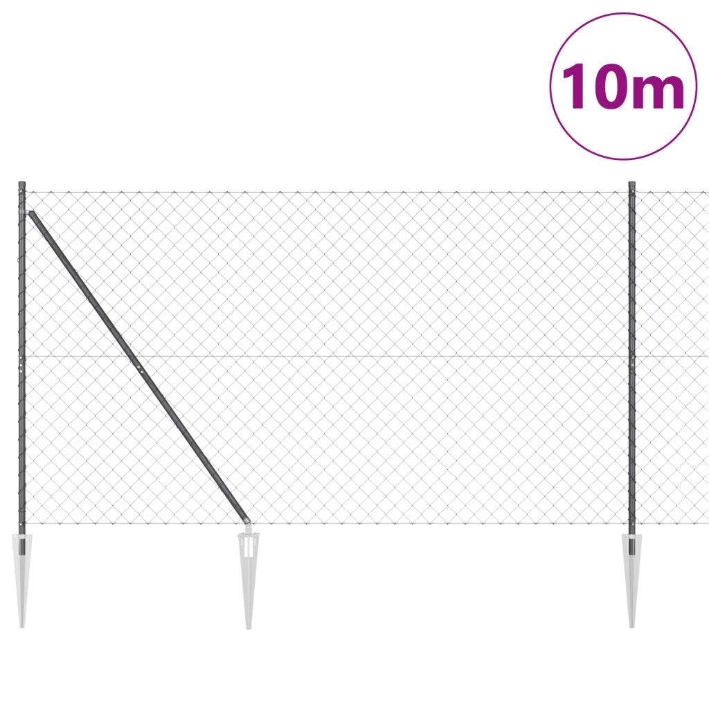 Recinzione a Catena con 7 Posti a Punta 1.6x10 m in Acciaio Galvanizzato