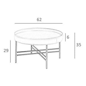 Tavolino rotondo in similpelle, noce e acciaio nero