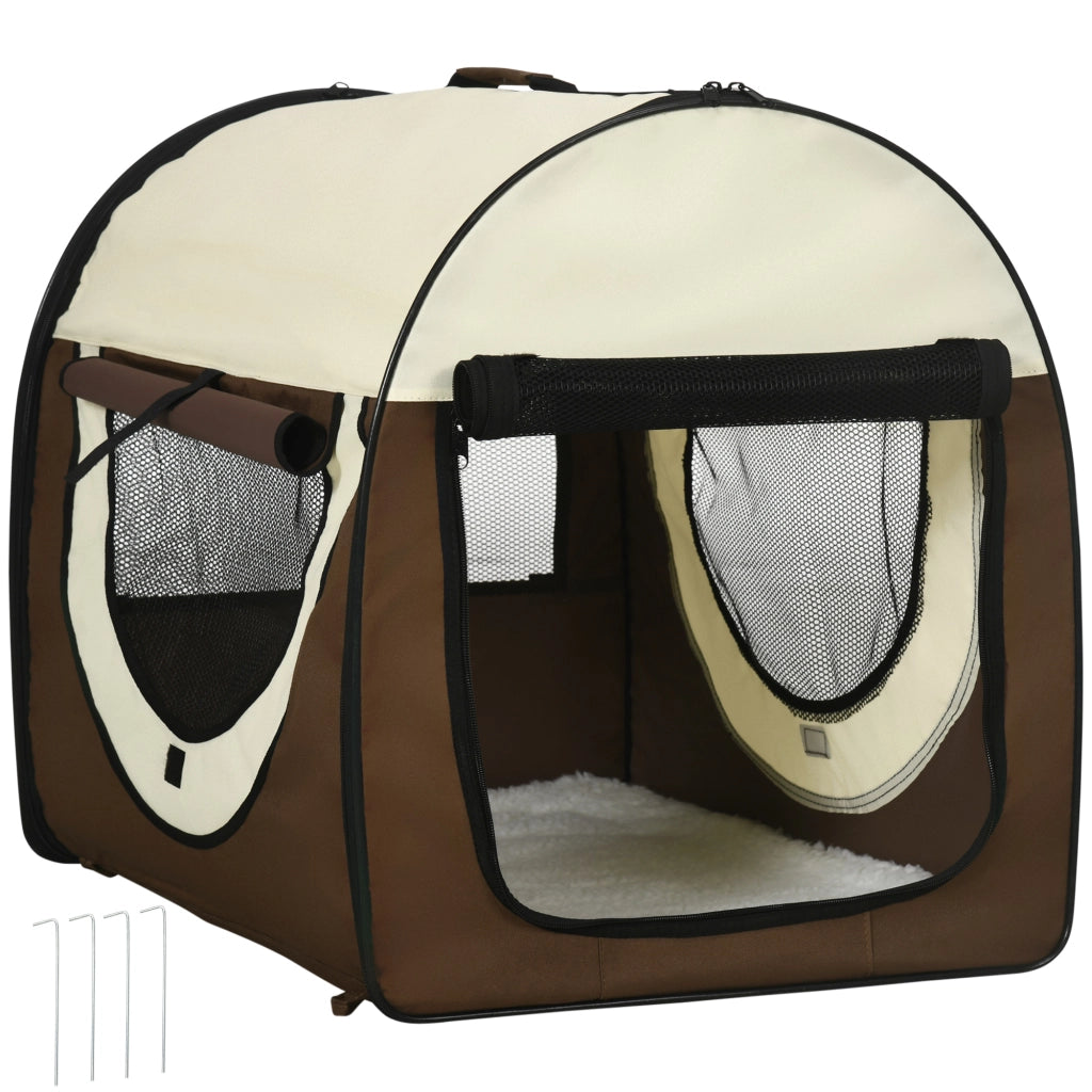Trasportino per Animali Domestici Pieghevole ¨C Zephmum ¨C Marrone, Oxford, 70x51x59cm