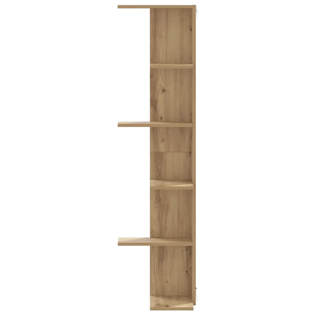 Scaffale Angolare Muro Rovere Artigianale 36,5x36,5x140cm Legno