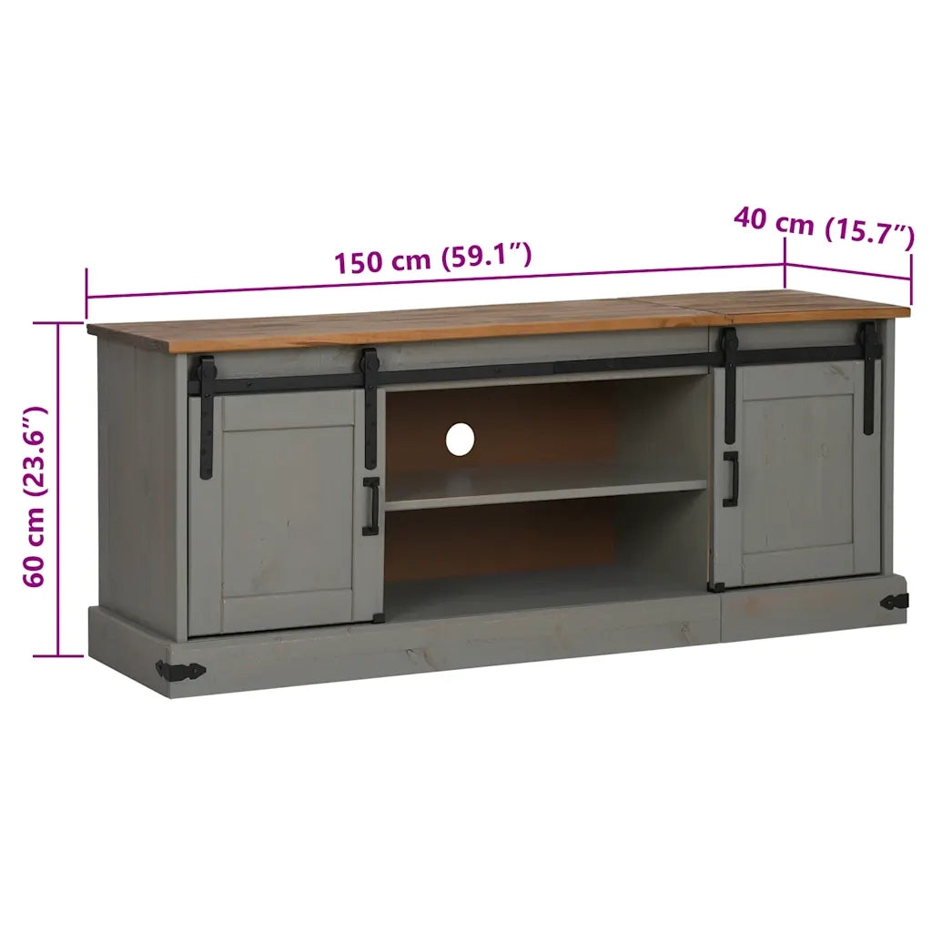 vidaXL Mobile Porta TV HALDEN 2 Ante Scorrevoli Grigio 150x40x60 cm