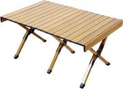Tavolo da giardino pieghevole in alluminio - Tavola da campeggio con finitura in legno