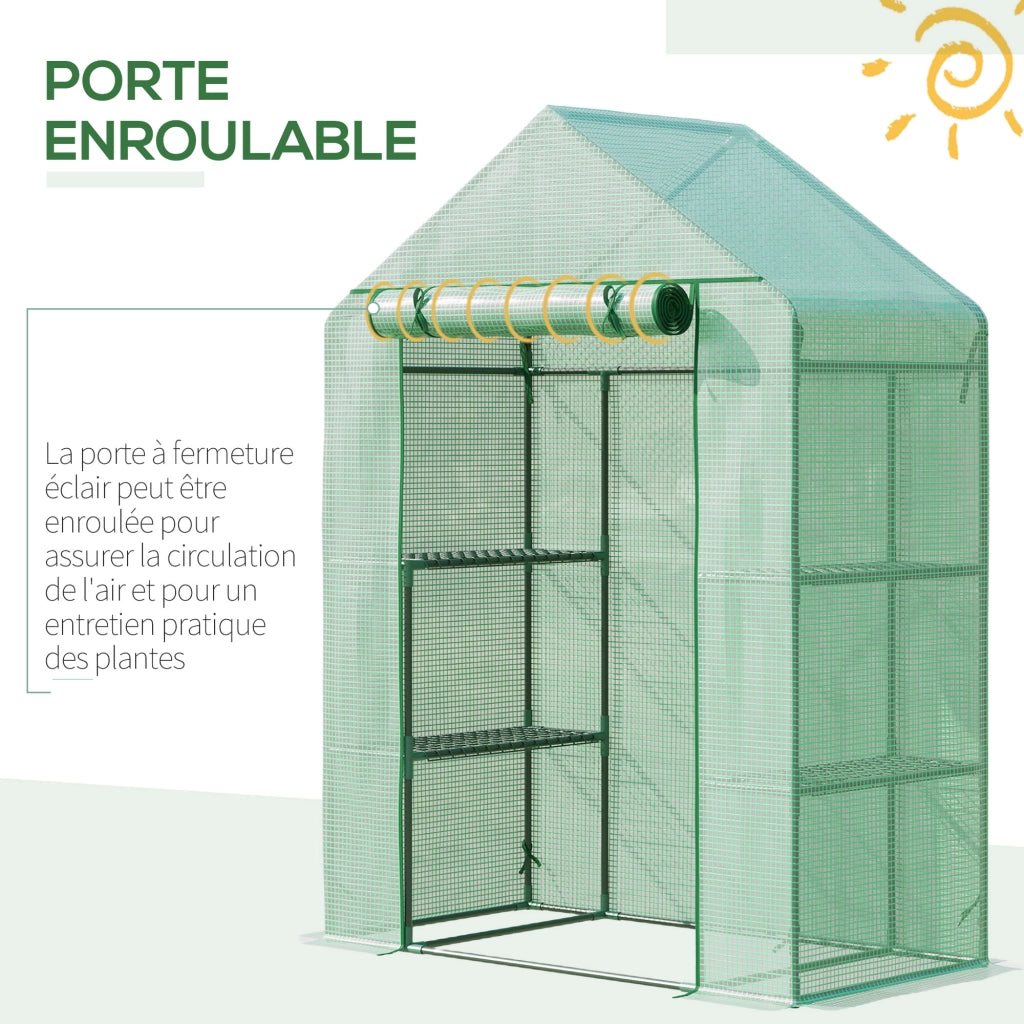 Serra da giardino con ripiani 3 livelli ¨C zephmum ¨C verde 141x72x191 cm