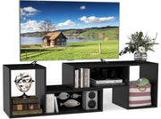 Mobile per TV, combinabile, in legno, 2 pezzi, per TV fino a 60 pollici, scaffale angolare multifunzionale, colore nero