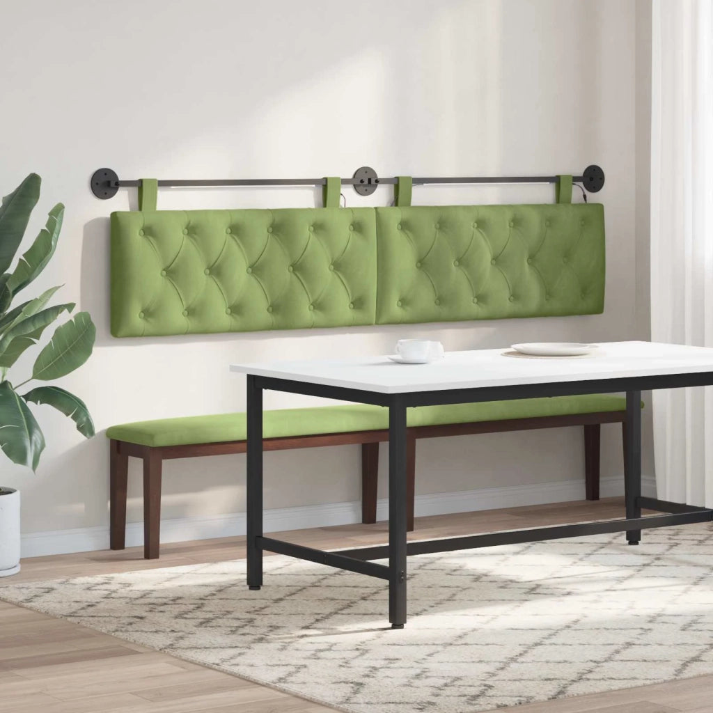 Testiera sospesa Con luce LED Verde chiaro Velluto