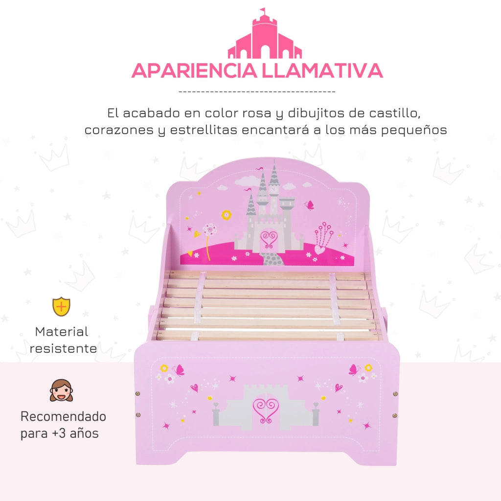Letto per Bambini in Legno con Barriere ¨C zephmum ¨C Rosa 143x73x60 cm
