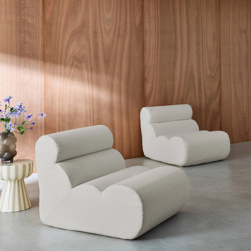 Divano modulare bouclé, 2 posti, bianco