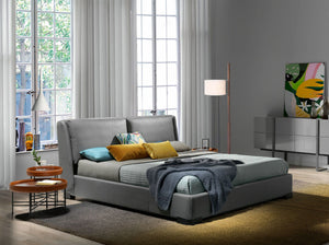 Tavolo angolare rotondo in ecopelle, noce e acciaio nero