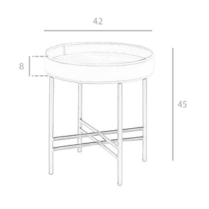 Tavolo angolare rotondo in ecopelle, noce e acciaio nero