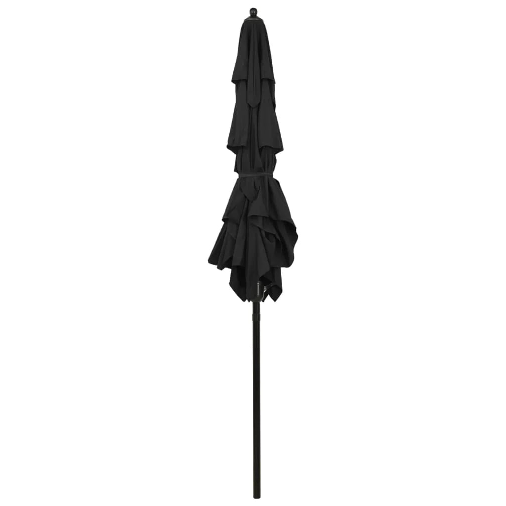 Ombrellone a tre livelli con palo in alluminio 2 x 2 m nero 02_0008758
