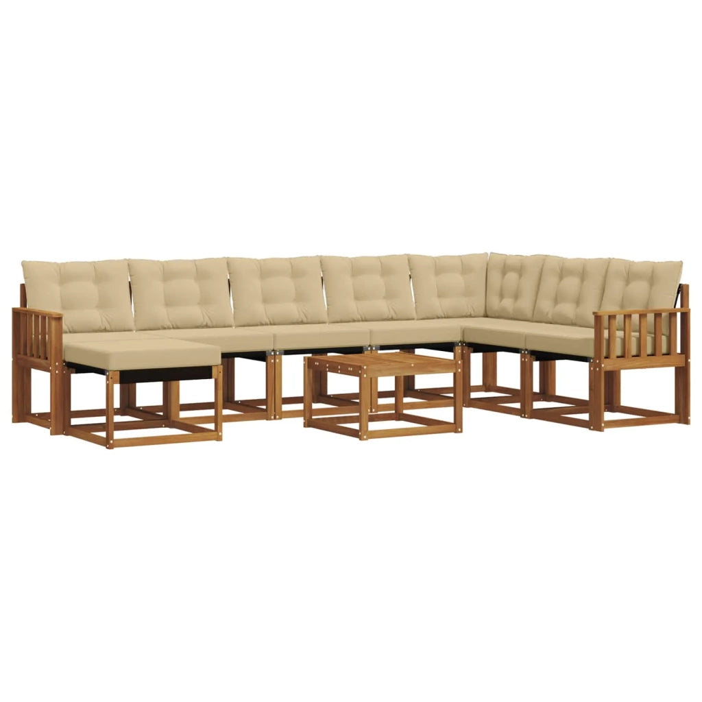 Set di divani da esterno con cuscino 9 pcs Naturale e Beige 3368976
