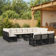 Set Divano da Giardino 14 pz Nero polyrattan 3434983