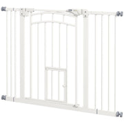 CANCELLINO PER CANI TAGLIA PICCOLA E MEDIA CON CHIUSURA AUTOMATICA, IN ACCIAIO E PA, 74-100X76 CM, BIANCO