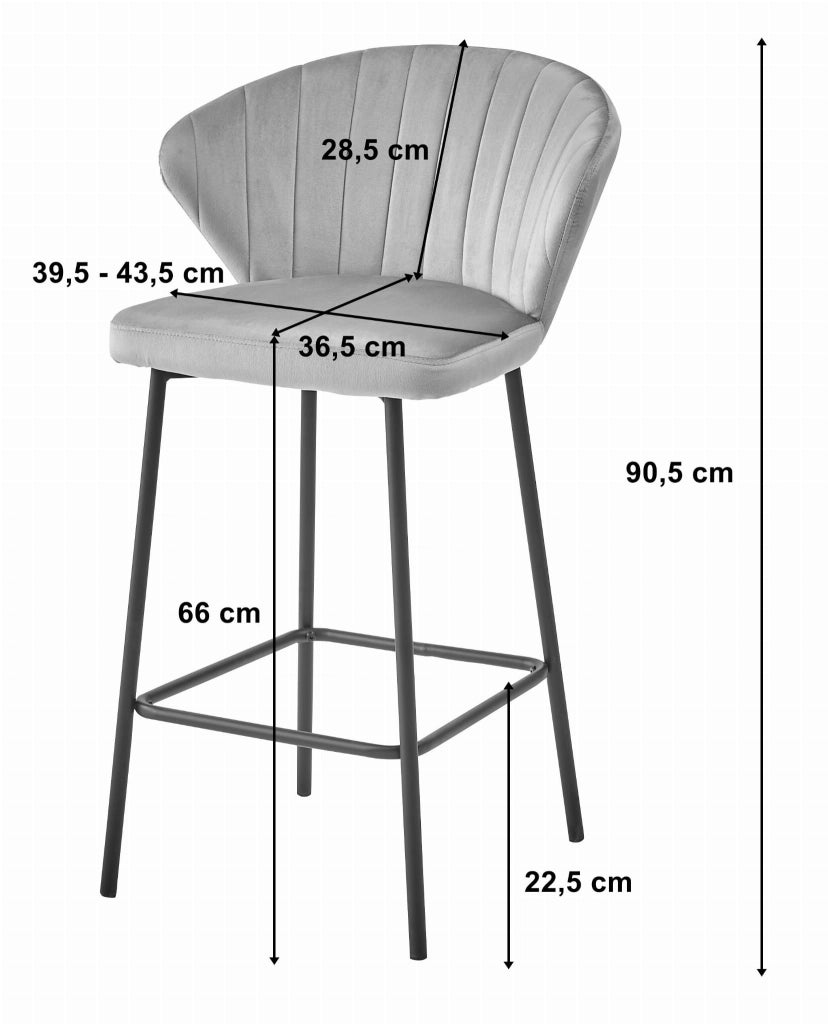 Sgabello Valora GATTA in velluto blu navy con gambe nere per cucina