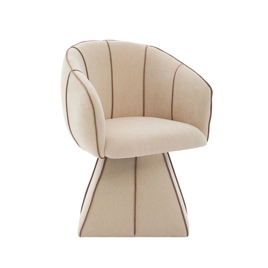 Poltrona girevole in Chenille, seduta ergonomica con schienale alto, colore Camel, per camera da letto e soggiorno