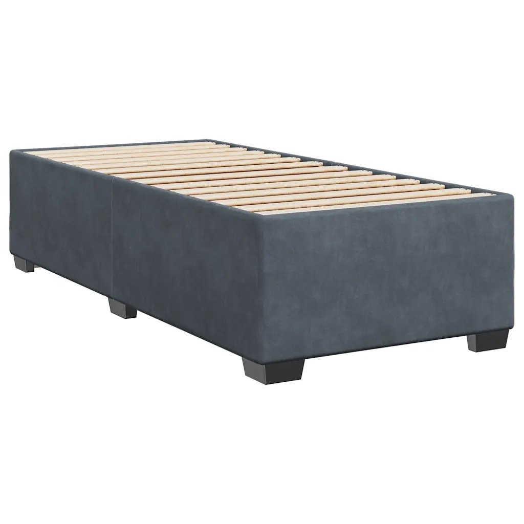 Giroletto a Molle con Materasso Grigio Scuro 80x200 cm Velluto