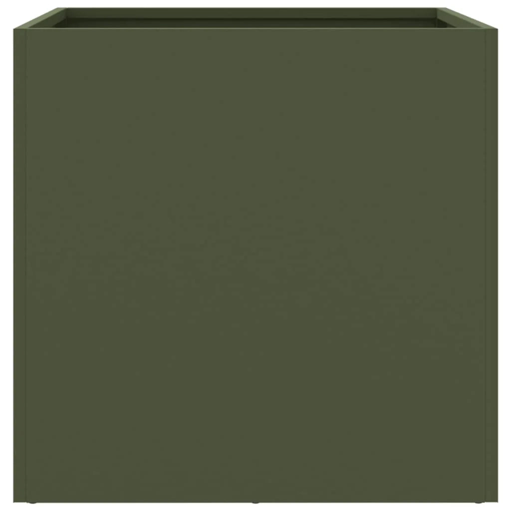 Aiuola/fioriera rialzata color oliva per piante fiori e patio 42 x 40 x 39 cm acciaio verde 02_0038699