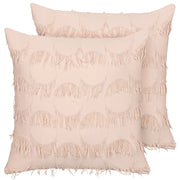 Set di 2 cuscini in poliestere rosa con nappe 45 x 45 cm stile boho camera da letto soggiorno
