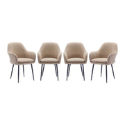 Set di 4 poltrone in velluto a coste con gambe in metallo nero opaco,
