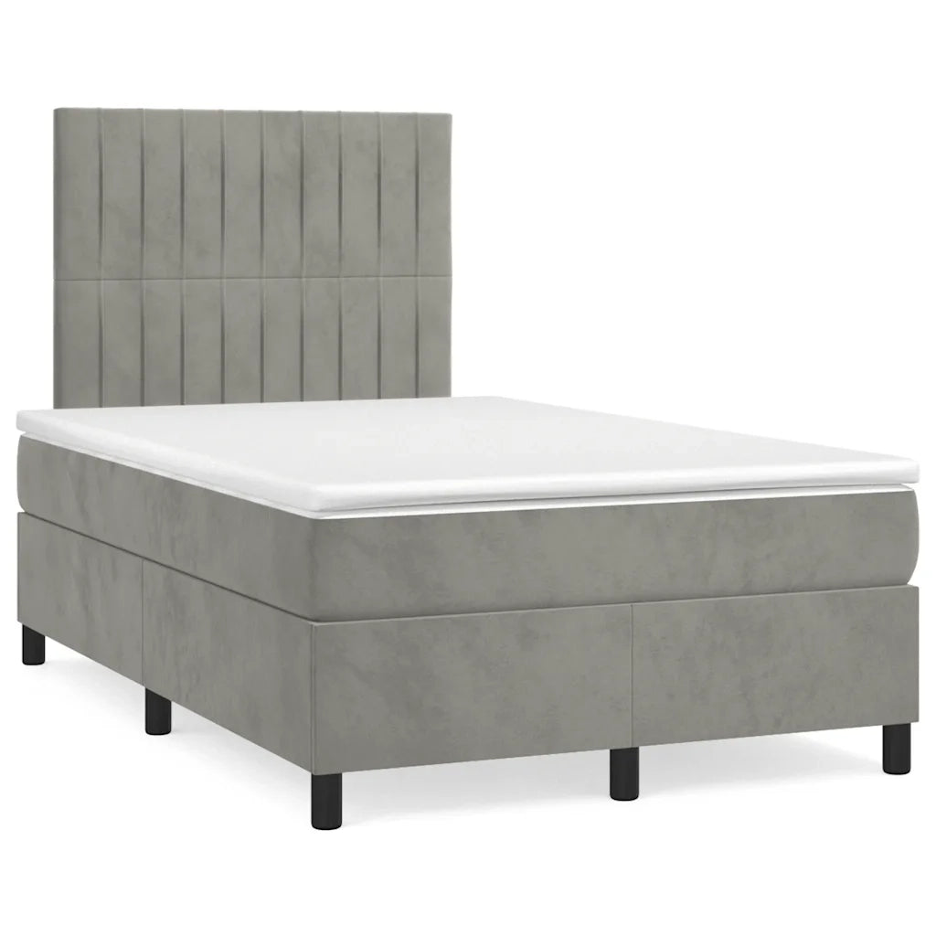 Letto a Molle Materasso e LED Grigio Chiaro 120x190 cm Velluto 3270323