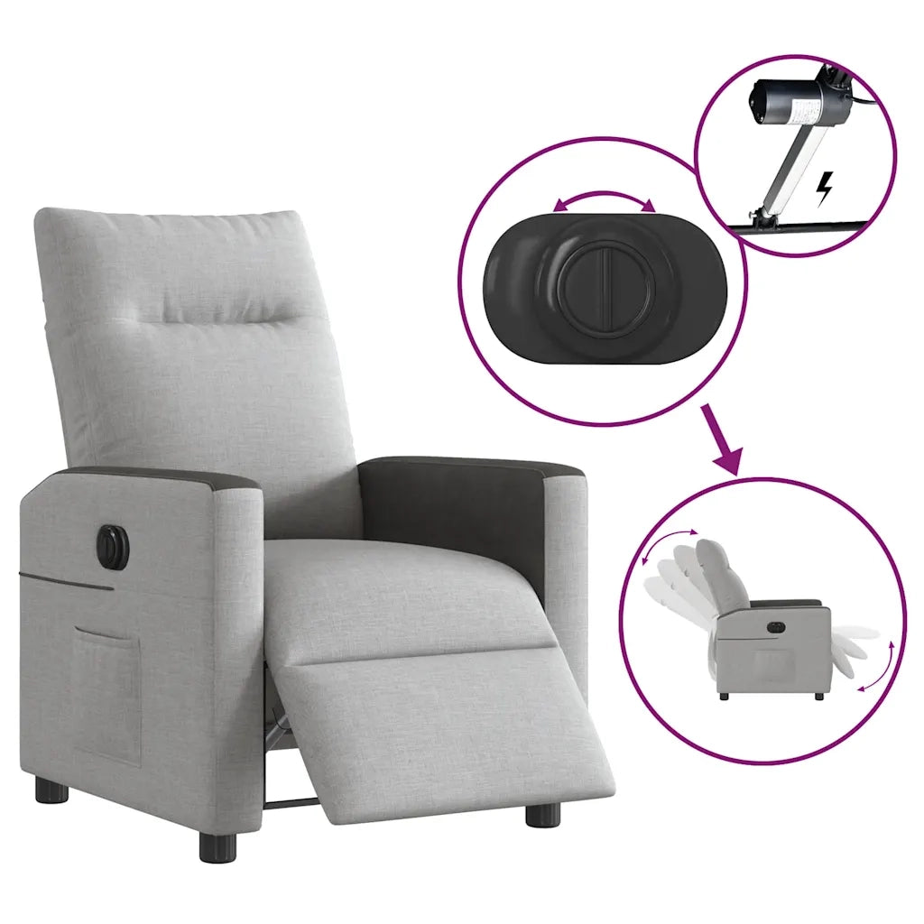 Poltrona Elettrica Reclinabile Grigio Nuvola in Tessuto 3324037